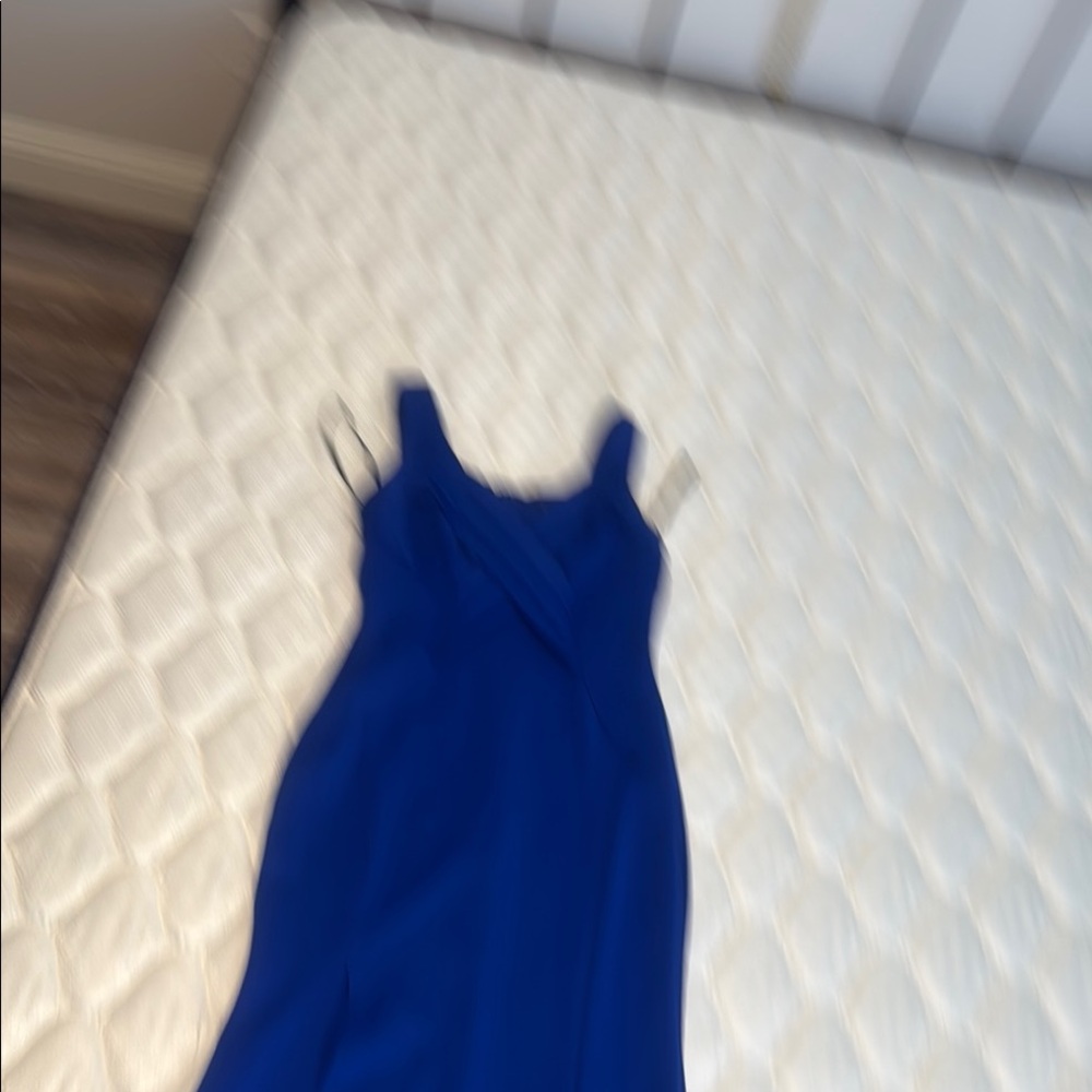 Elegant Blue Sleeveless Sheath Maxi Dress with Square Neck